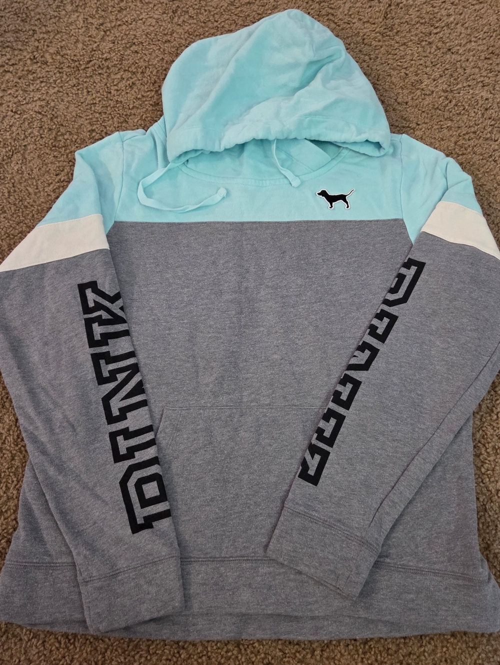 PINK Victoria's Secret Vintage Colorblock Pullover Dog Logo Hoodie